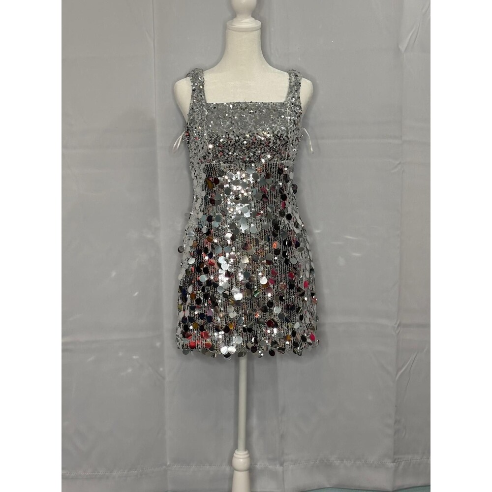 Wedtrend Women’s Silver Sequin Mini Dress Size S Sleeveless Party Cocktail NWT